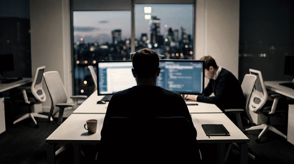 Apex Options team working in an office overlooking London